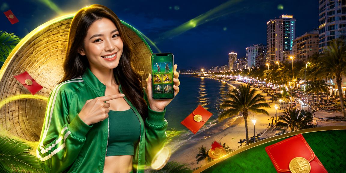 Phong bì đỏ thưởng bonus tại Nha Trang với nón lá truyền thống Việt Nam