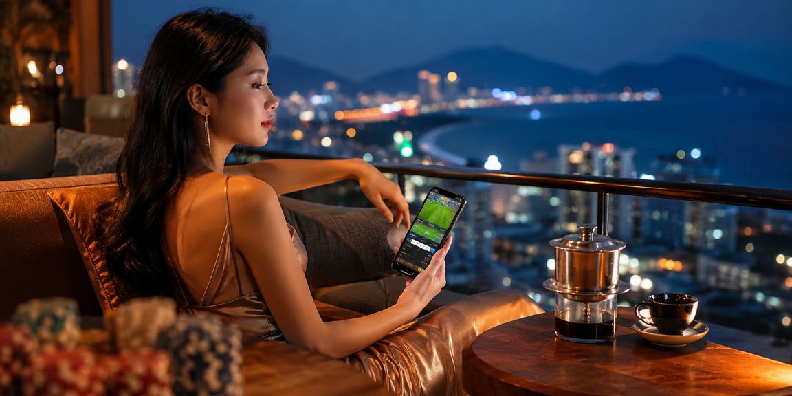 Người dùng Vũng Tàu thư giãn xem cá cược thể thao bên tách cà phê buổi tối